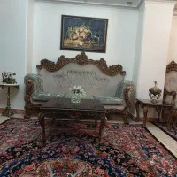 مبلمان نه نفره رنگ آنتیک کهنه کاری  تمام چوب