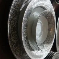 سرویس غذاخوری نقره ای زیبا ۲۸ پارچه