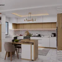 طراحی سه بعدی آشپزخانه، نما و دکوراسیون