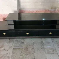 میز تلویزیون چوب و شیشه