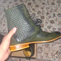 بوت چرم طبیعی سبز زیتونی