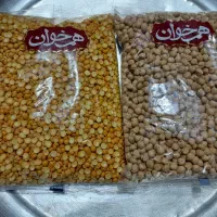 مقداری حبوبات و ماکارانی بسته بندی شده تاریخ دار