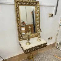 اینه شمعدان شمعدون برنجی برنزی درحد نو