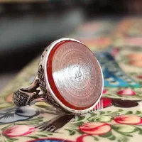انگشتر نقره عقیق خطی