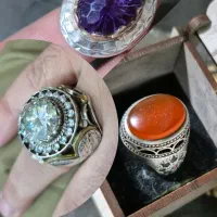 انگشترکلکسیونی عقیق یمن و الماس روس و اماتیس