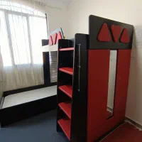 تخت دو طبقه تمام MDF اسپرت قرمز مشکی