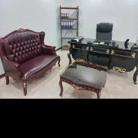 میز مدیریت با صندلی گردون و نیم ست اداری مارک دار