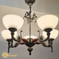۱جفت لوستر ۵ شاخه لوکس زارا (۲عدد) با حباب یدک