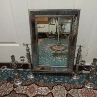 آینه شمعدان برنجی قدیمی آنتیک
