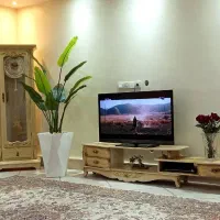 میز تلوزیون و ساعت ایستاده تمام چوب