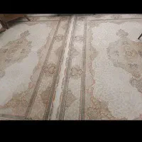 دوعددفرش گل برجسته کرمی9متری