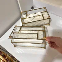 جعبه دستمال کاغذی نوار برنجی برنزی کریستال