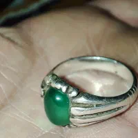 انگشتر نقره عقیق سبز قدیمی اصل کلکسیونی