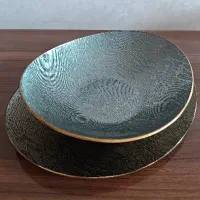 ظروف ست دو تیکه شیشه ای دو رنگ