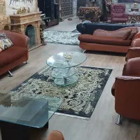 مبل راحتی چرم ترک  مبل تکی  میز و صندلی استیل