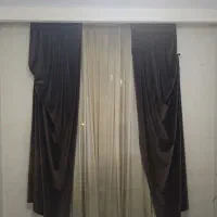 پرده کرم رنگ با والان قهوه ای فوق العاده زیبا