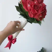 دسته گل عروس .رز مصنوعی .نونو .مناسب عروس