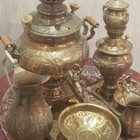 سماور زغالی  بهمراه سیسمونی ست و میز گرد ترمه