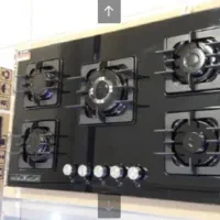 اجاق گاز صفحه ای شیشه ای و استیل مربع هود سینک شیر