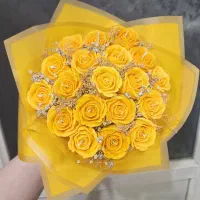 دسته گل رز شمعی/هدیه شگفت انگیز/سورپرایز/کادو/زرد