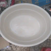 تشت وان بزرگ کرم رنگ و آبکش