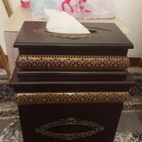 ست جا دستمالی کاغذی و سطل اشغال نو نو