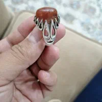 انگشتر نقره با سنگ عقیق شجر