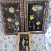 تابلو طرح گل طلایی