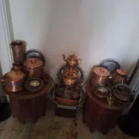 ظرف مسی وفیل چوبی،سینی چوبی،گلدان