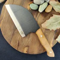 ساطور صربستانی فولادی دستساز رنگ کوره حیدری(زنجان)