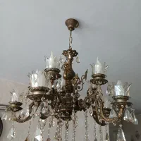 لوستر برنجی ده شاخه  بدون لامپ|لوستر و چراغ آویز|تهران, خاوران|دیوار