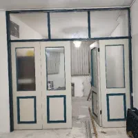 درب چهار لت چوبی با شیشه و آینه (بدون کم)