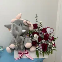 باکس گل طبیعی تازه تازه بدون عروسک
