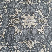 فرش 6متری2عددطلاکوب گل برجسته طوسی تیره دودی ذغالی