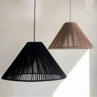 لوستر با نخ مکرومه و کنفی
