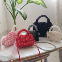 کیف مرواریدی زنانه ست (کیف.تل وتاج)دست ساز