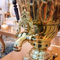 سماور ذغالی قدیمی نو نیم متری برنج خالص ضخیم