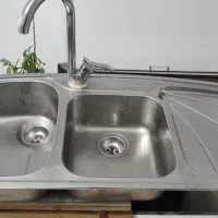 سینک اخوان دو لگنه استیل +شیر تمیز اماده استفاده