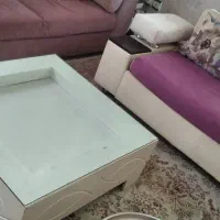 میز جلو مبلی همراه شیشه
