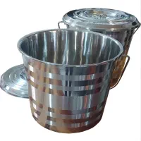 سطل ۲۰ لیتری تمام استیل درب دار ضد زنگ هندی