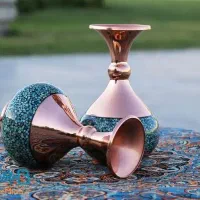 یک جفت گلدان مسی فیروزه کوب زیر قیمت