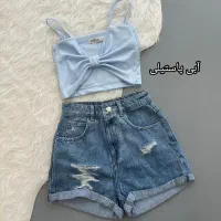 نیم تنه باشگاهی کراپ مدل بند ماکارون و پاپیونی