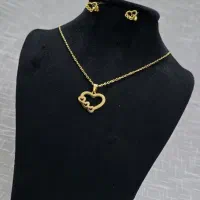 نیمست گوشواره و گردنبند قلبی ، استیل رنگ ثابت