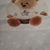 فرش ۱ونیم متری به همراه روتختی طرح خرسی و پرده