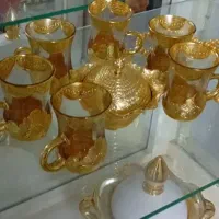 سرویس فنجان وقندان طلایی کاملا سالم ونو