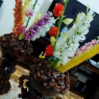 گل کریستال کار دست ۲عدد با گلدان