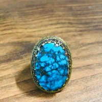 انگشتر فیروزه مخراجی شده با الماس