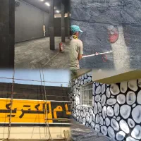 نقاشی صنعتی سوله باایرلس دیوارنویسی طرحسنگ نما