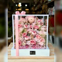 باکس گل نوزادی مصنوعی شیشه ای بزرگ