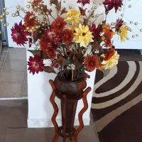 گل مصنوعی خارجی و گلدان چوبی بامبو خارجی